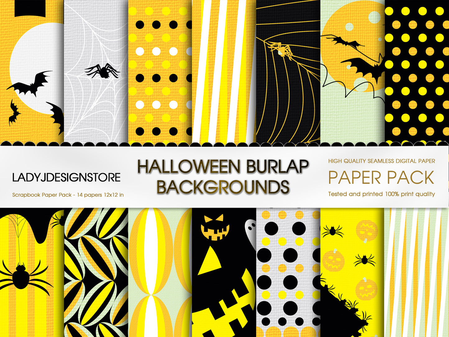 Halloween Burlap Digital Printable Papers