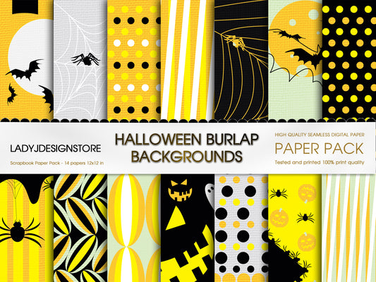 Halloween Burlap Digital Printable Papers
