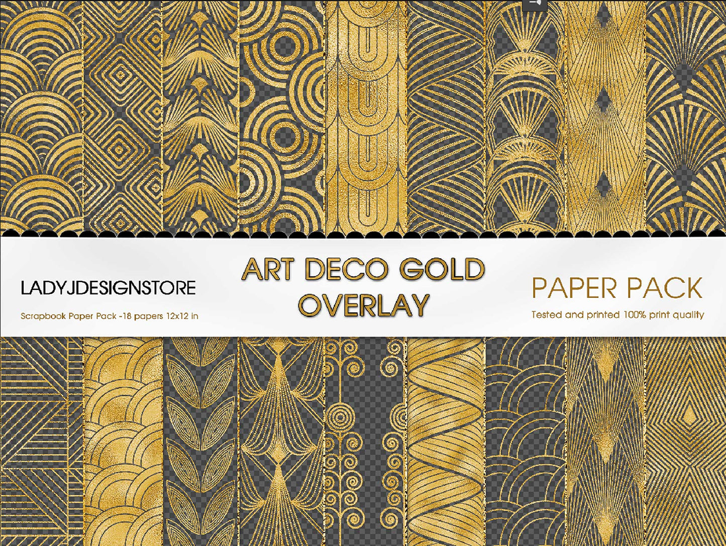 Art Deco Gold Overlays Seamless Foil Background Clip Art