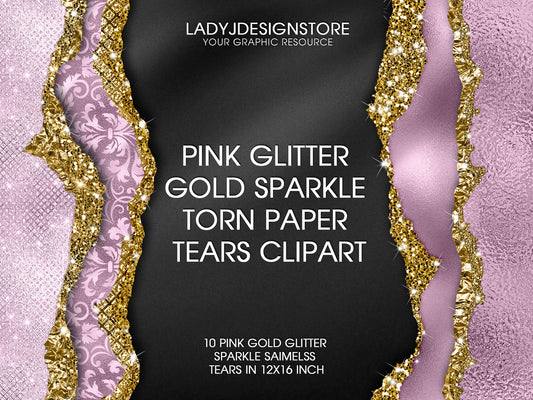Pink Glitter Sparkle Torn Paper Clip Art PNG