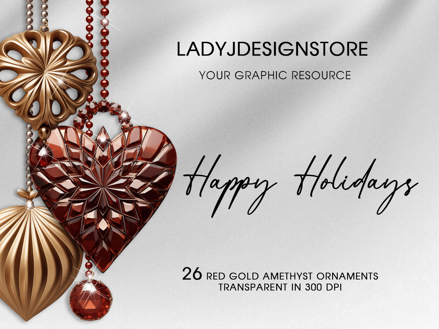 Gold & Red Christmas Ornaments PNG Clipart (Copy)