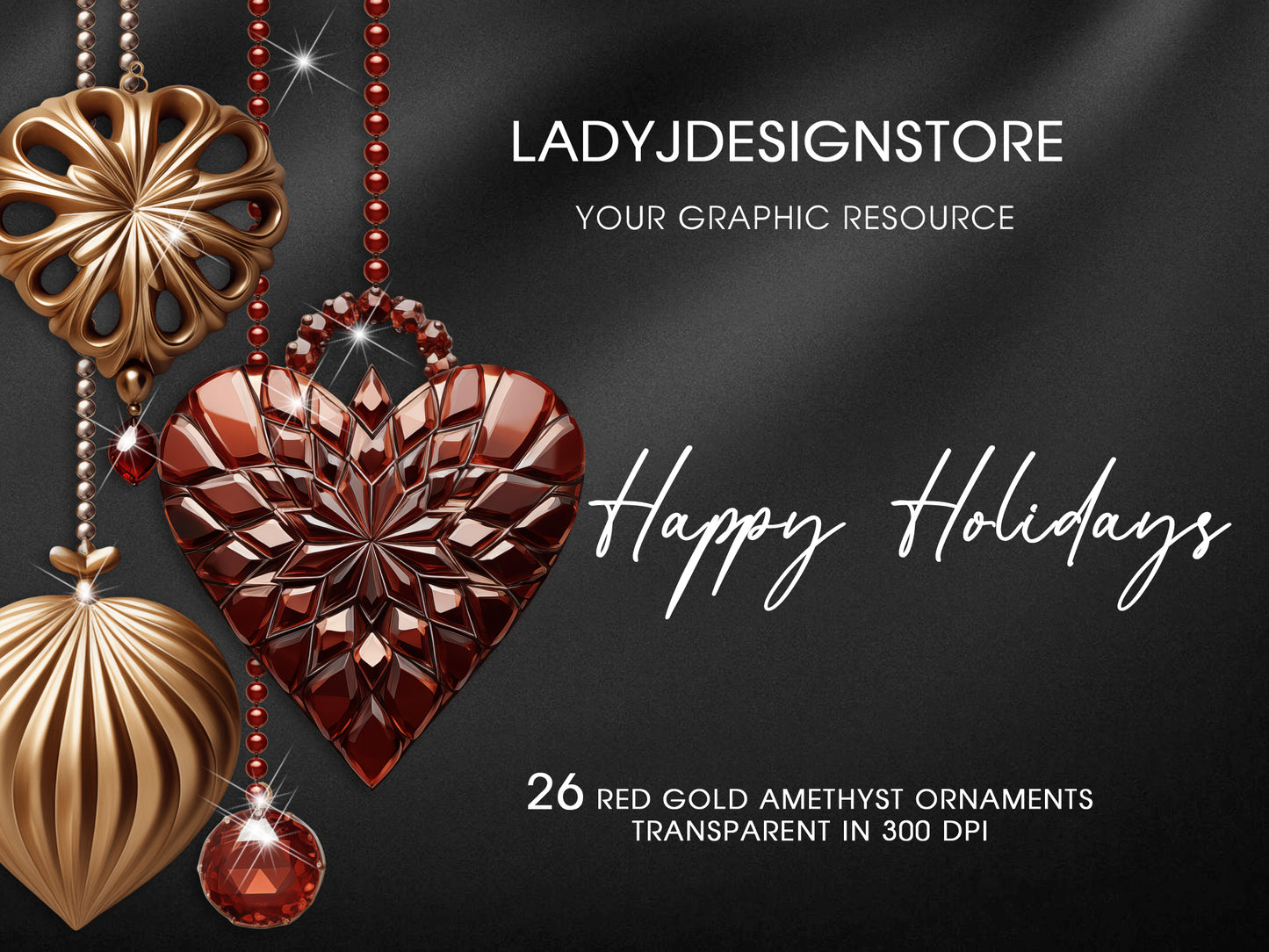 Gold & Red Christmas Ornaments PNG Clipart (Copy)