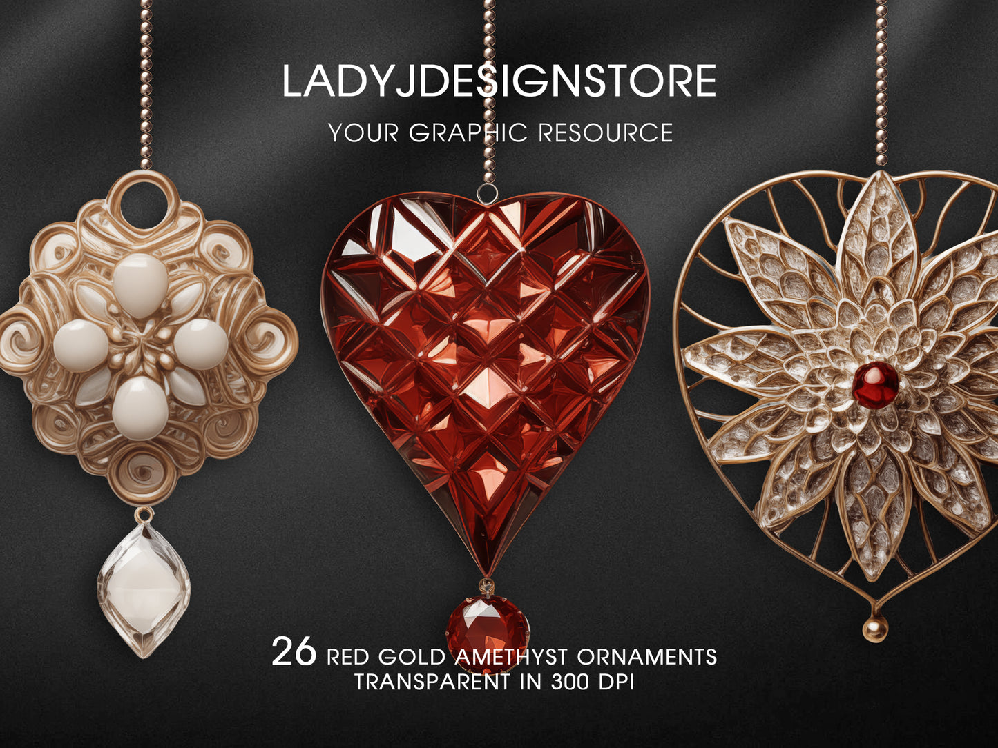 Gold & Red Christmas Ornaments PNG Clipart (Copy)