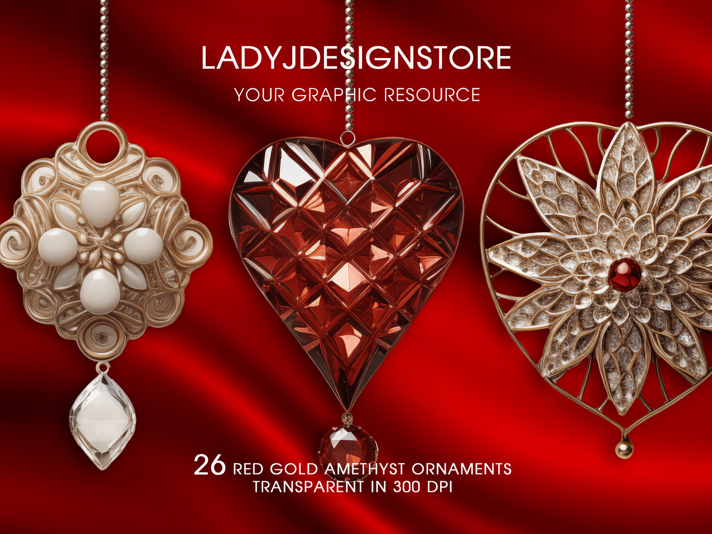 Gold & Red Christmas Ornaments PNG Clipart (Copy)