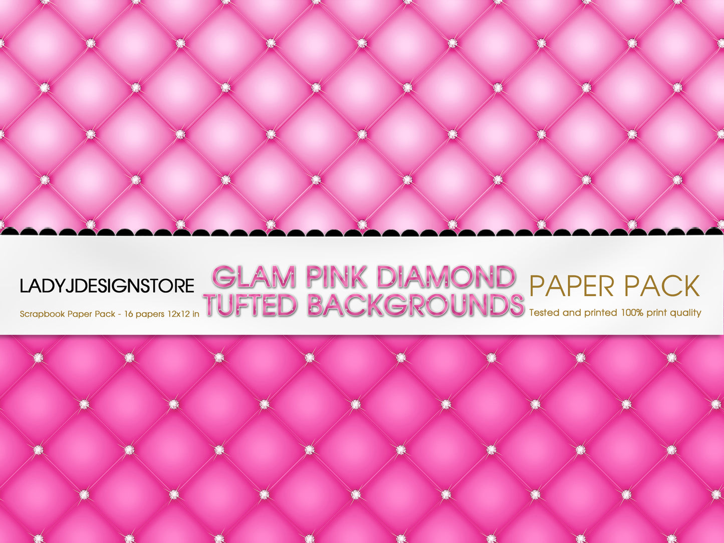 Diamond Tufted Pink Sparkle Digital Paper Pack