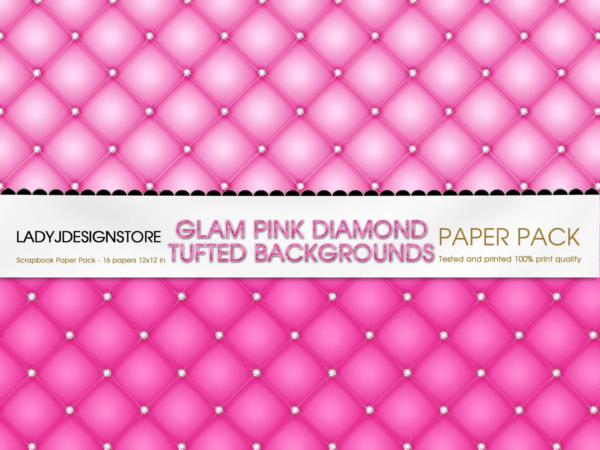 Diamond Tufted Pink Sparkle Digital Paper Pack