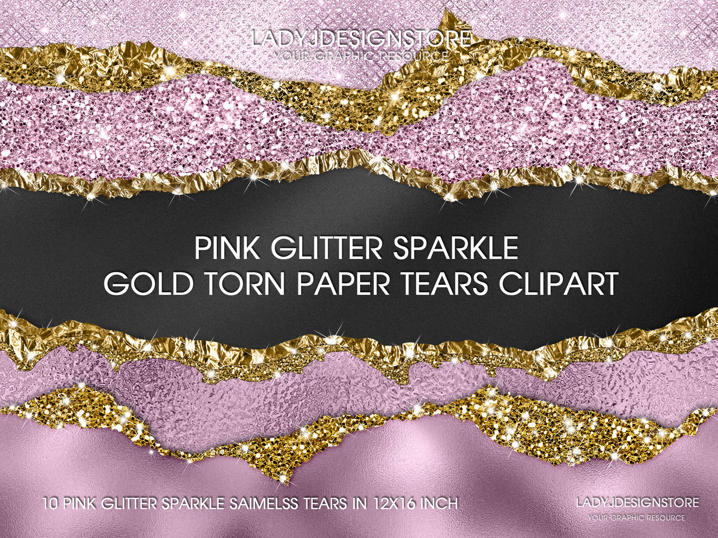 Pink Glitter Sparkle Torn Paper Clip Art PNG