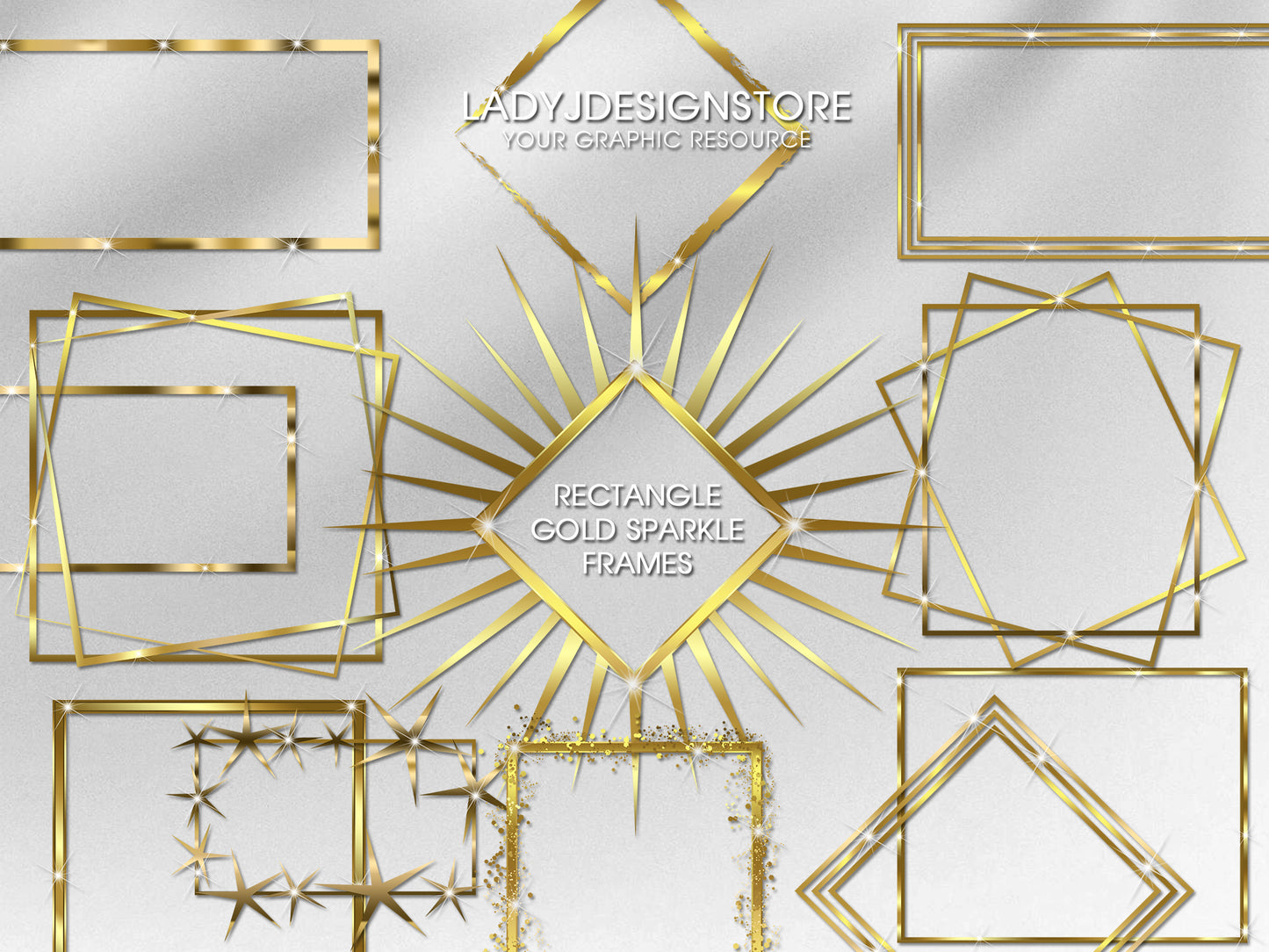 Gold Sparkly Rectangle Frame Edition Clipart 1