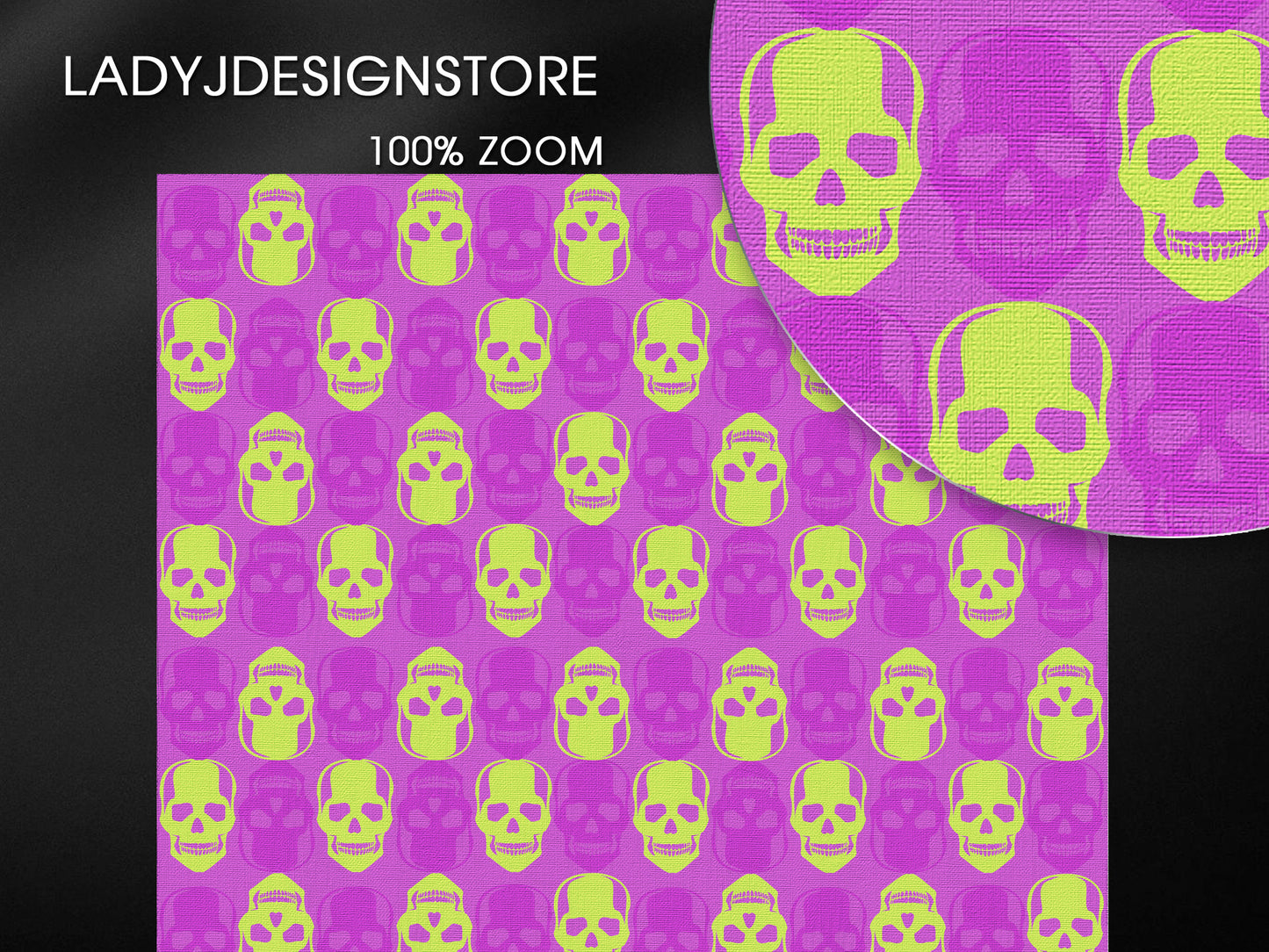Halloween Neon Skulls Printable Papers
