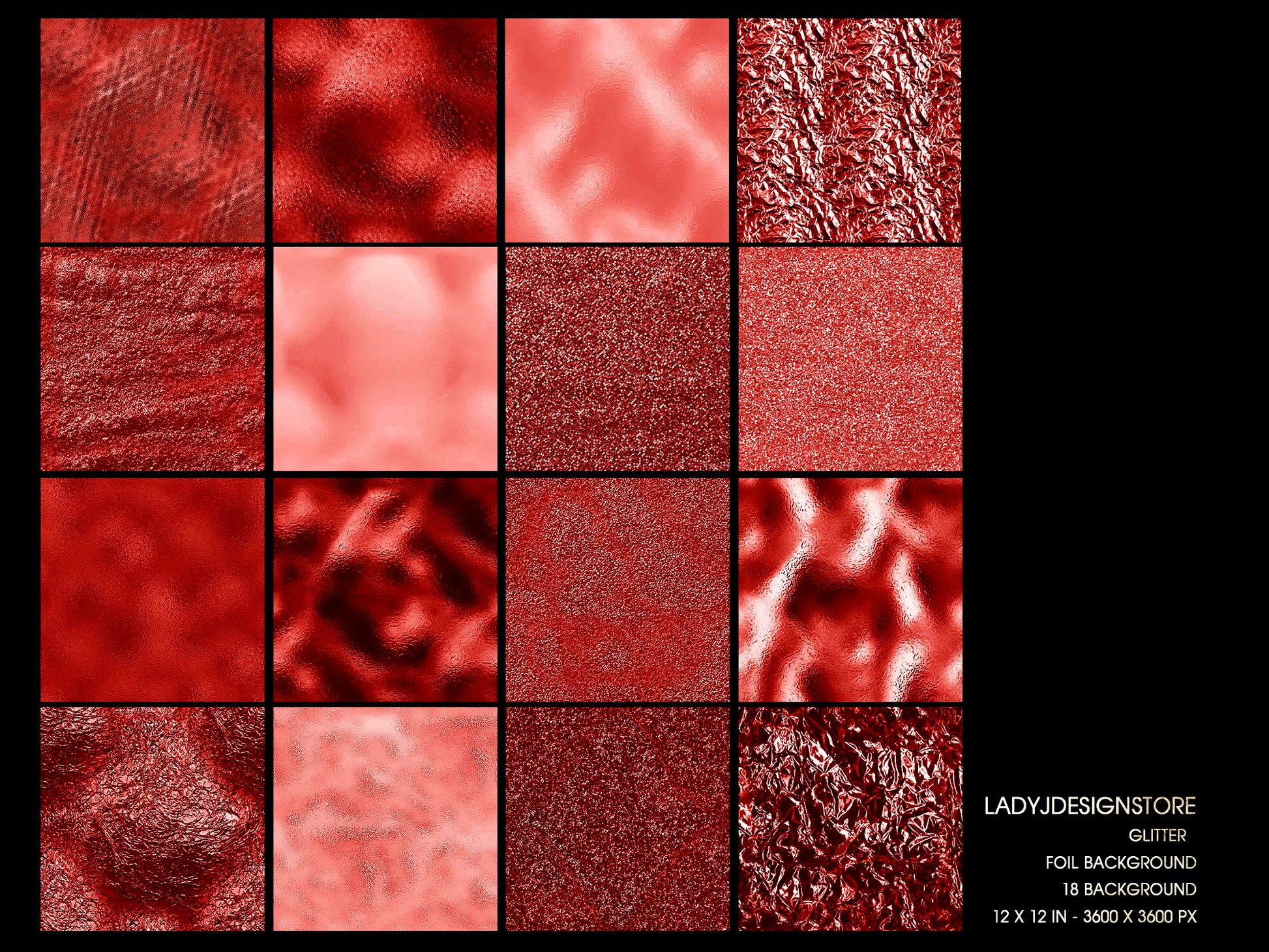 Deep Red Foil Glitter Digital Paper