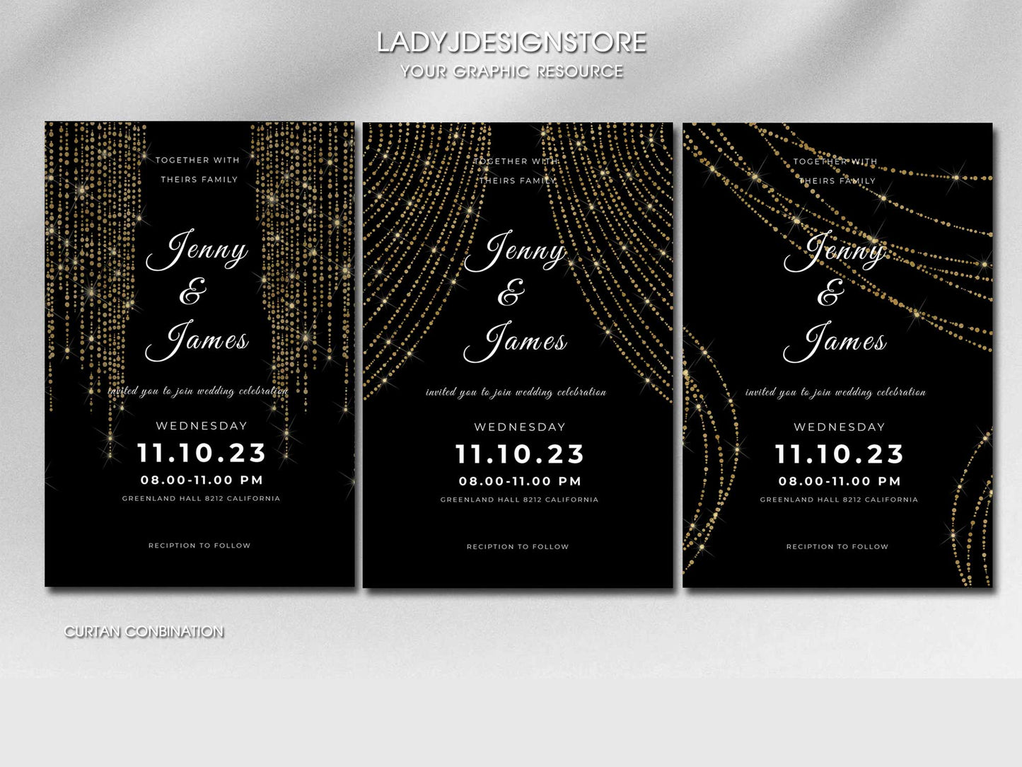Gold Glitter String Fairy Lights Overlay PNG