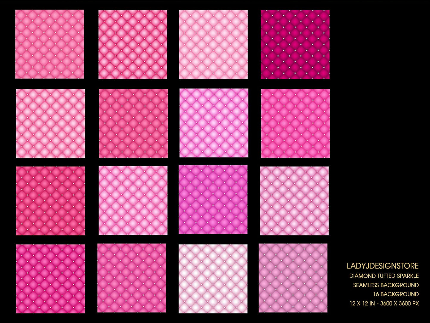 Diamond Tufted Pink Sparkle Digital Paper Pack