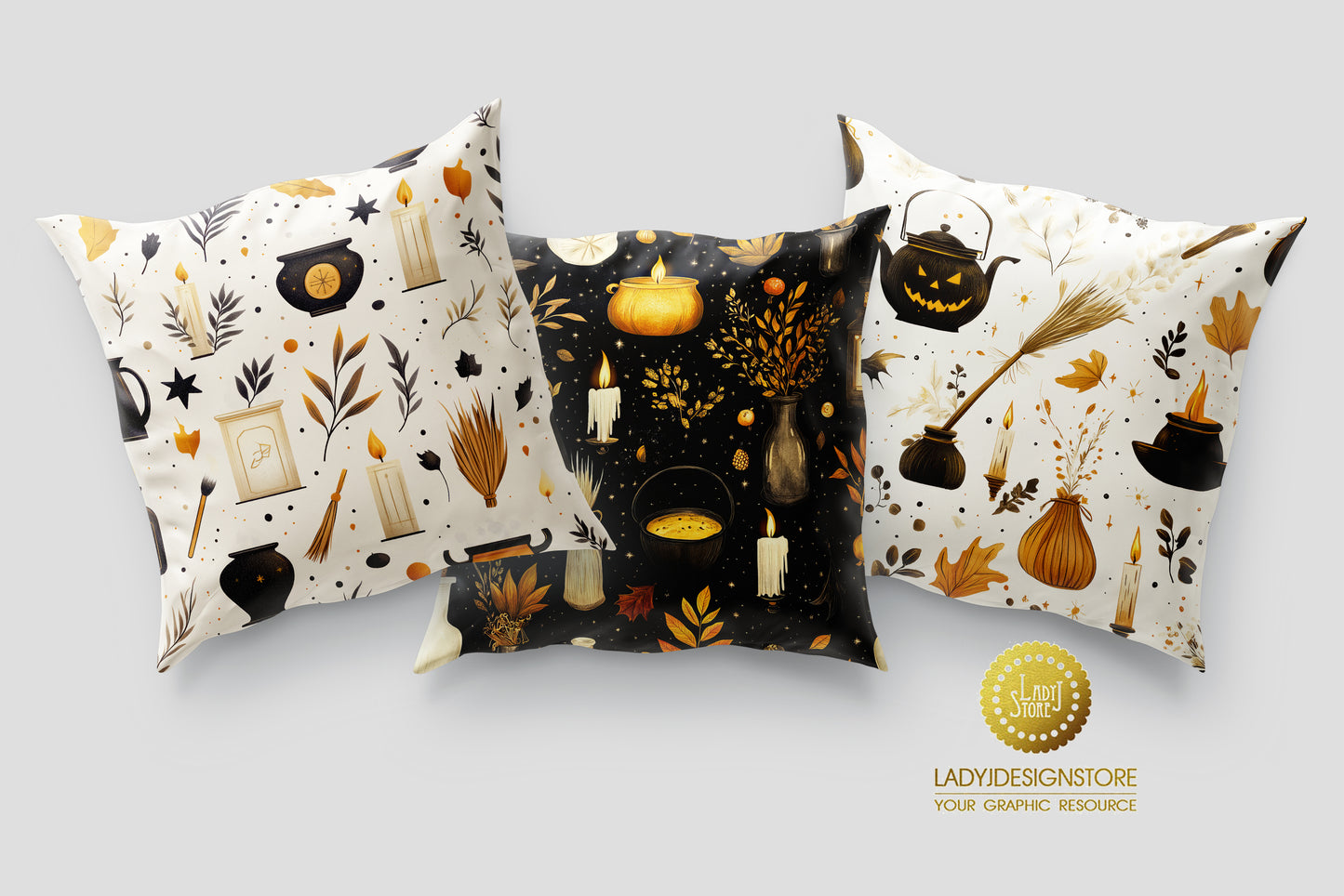 Halloween Witch Seamless Background Digital Paper Pack