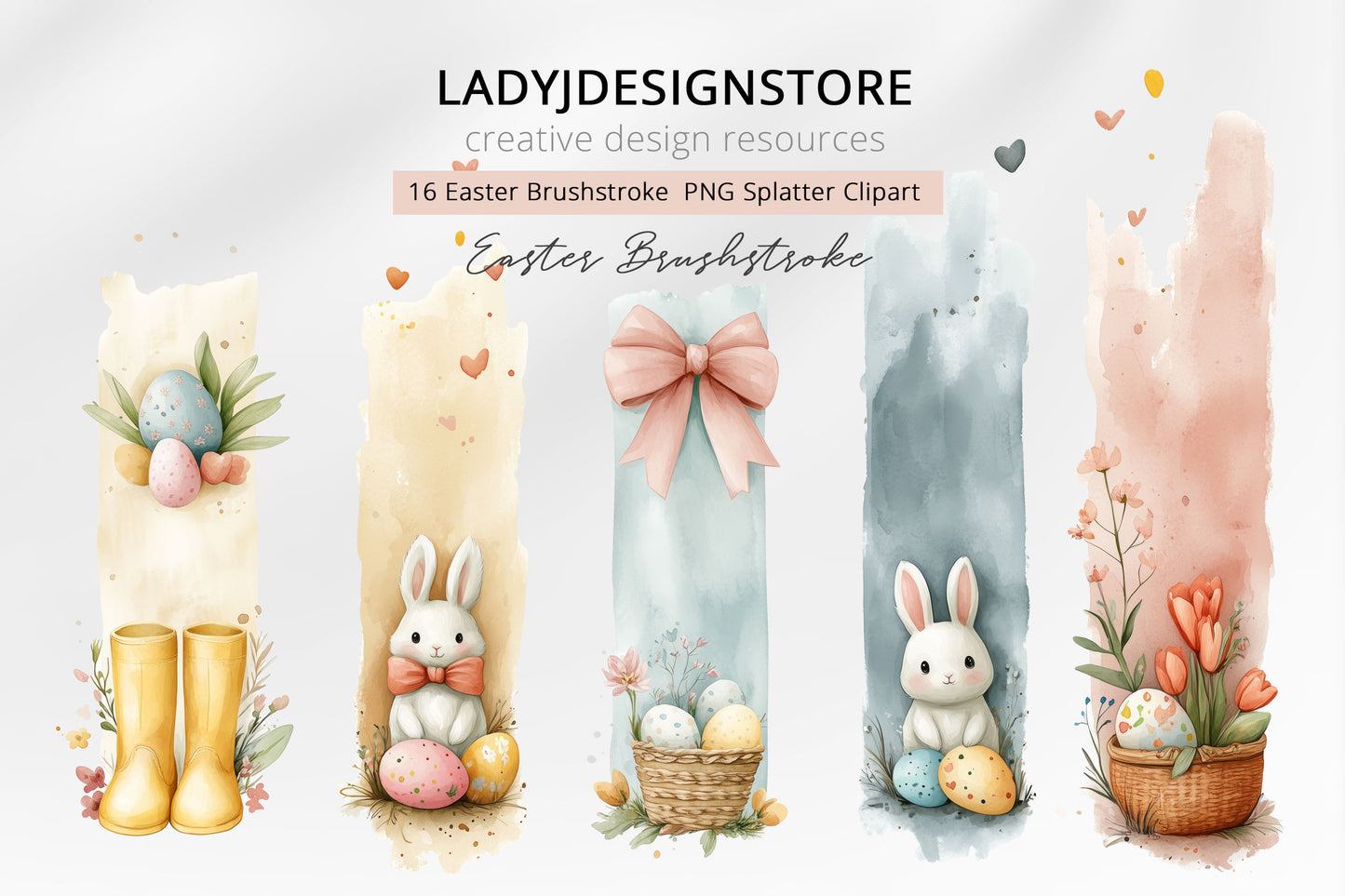 Easter Watercolor Brushstrokes PNG Clipart