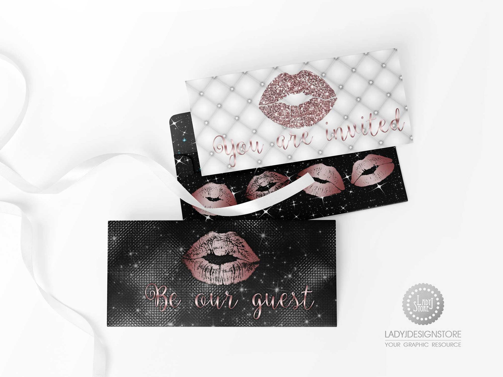 Rose Gold Sparkle Glitter Foil Lips PNG invitation ladyjdesignstore