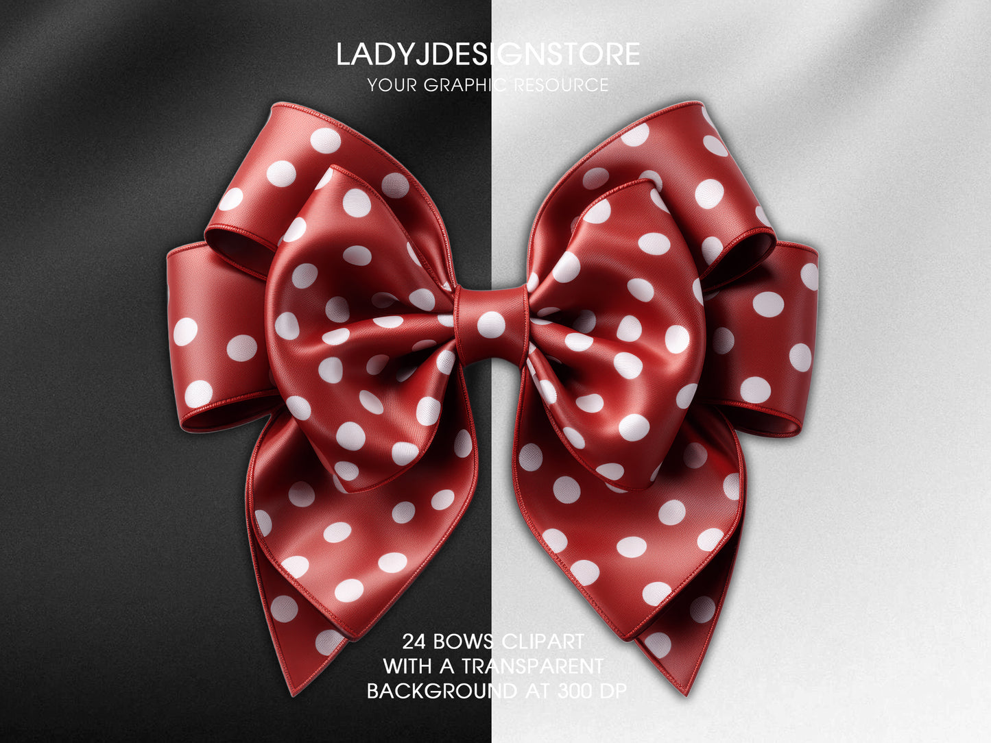 24 Satin Bows Clipart – Transparent Background