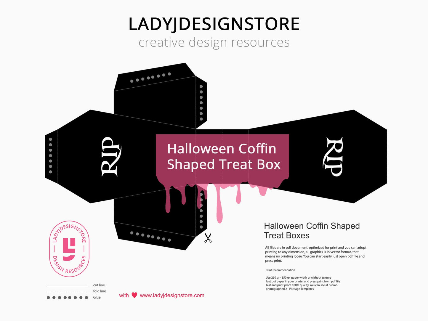 Halloween Coffin Shaped Treat Box SWG Cut fille