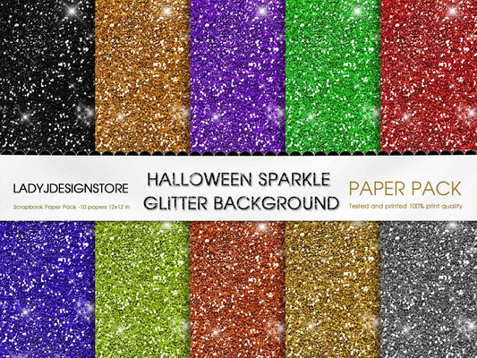 Large Chunky Halloween Sparkle Glitter Digital Papers