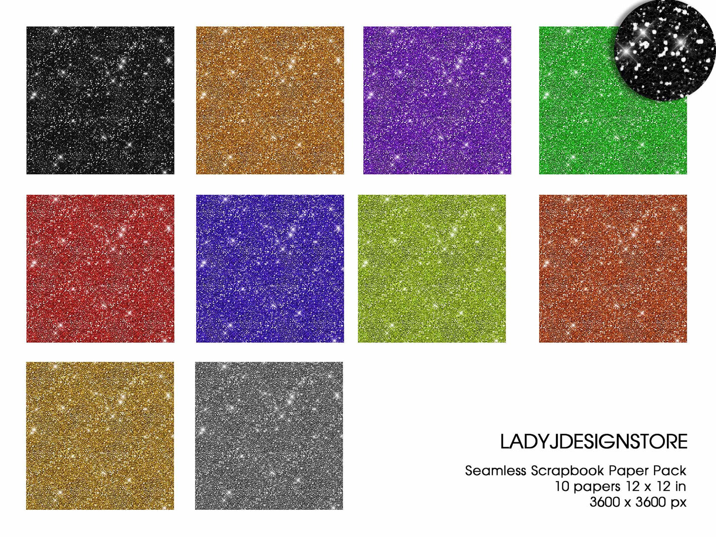 Large Chunky Halloween Sparkle Glitter Digital Papers