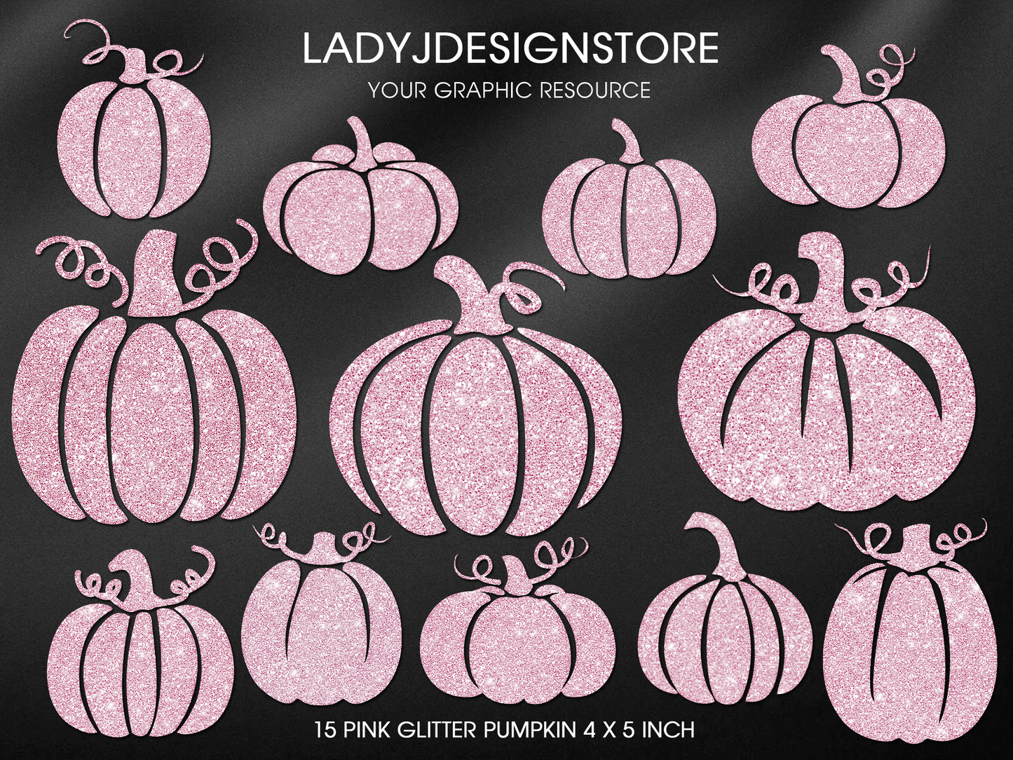 Glitter Sparkle Pink Pumpkin Clip Art
