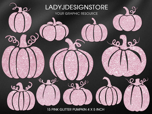 Glitter Sparkle Pink Pumpkin Clip Art