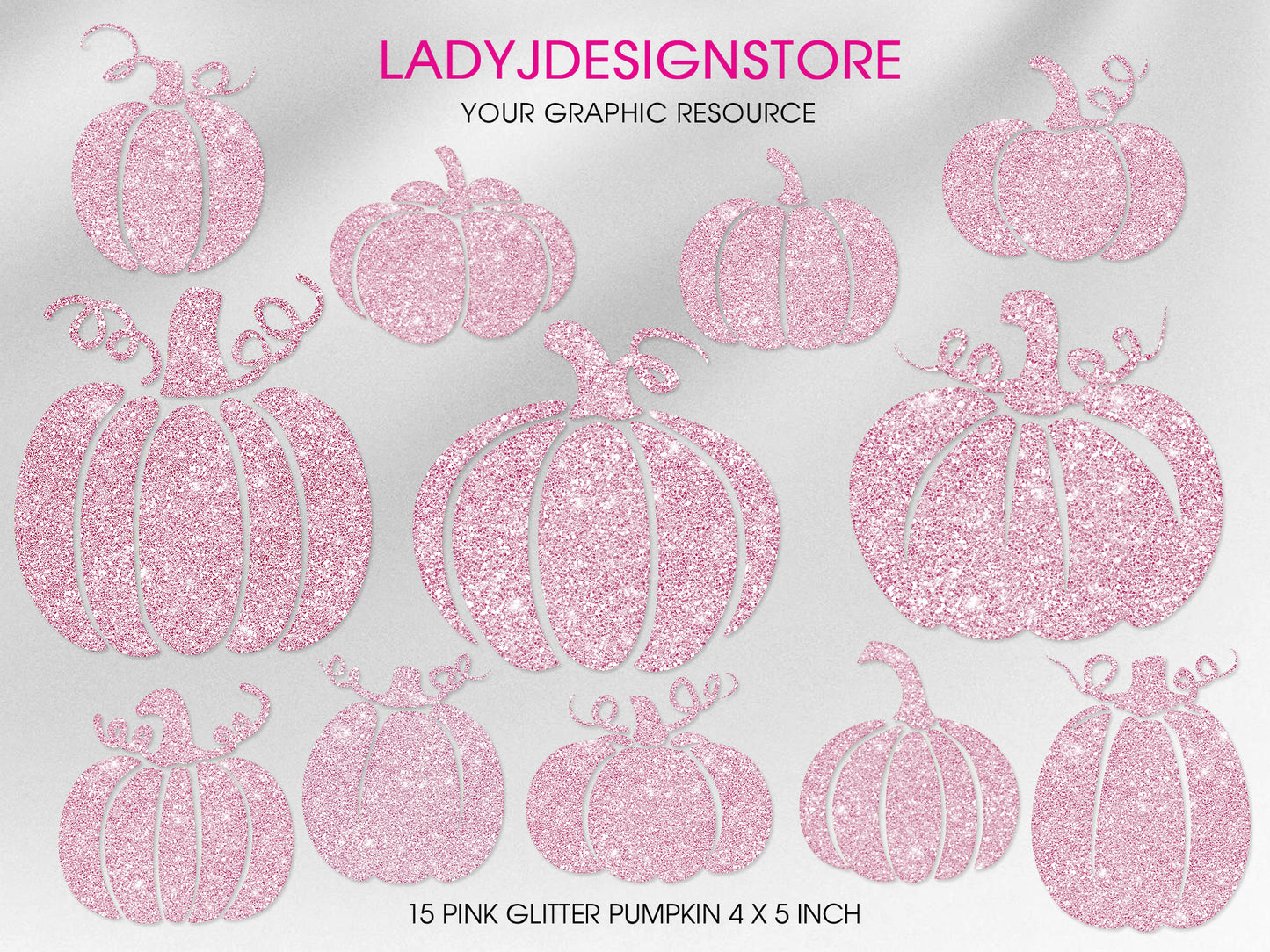 Glitter Sparkle Pink Pumpkin Clip Art