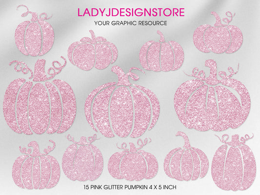 Glitter Sparkle Pink Pumpkin Clip Art
