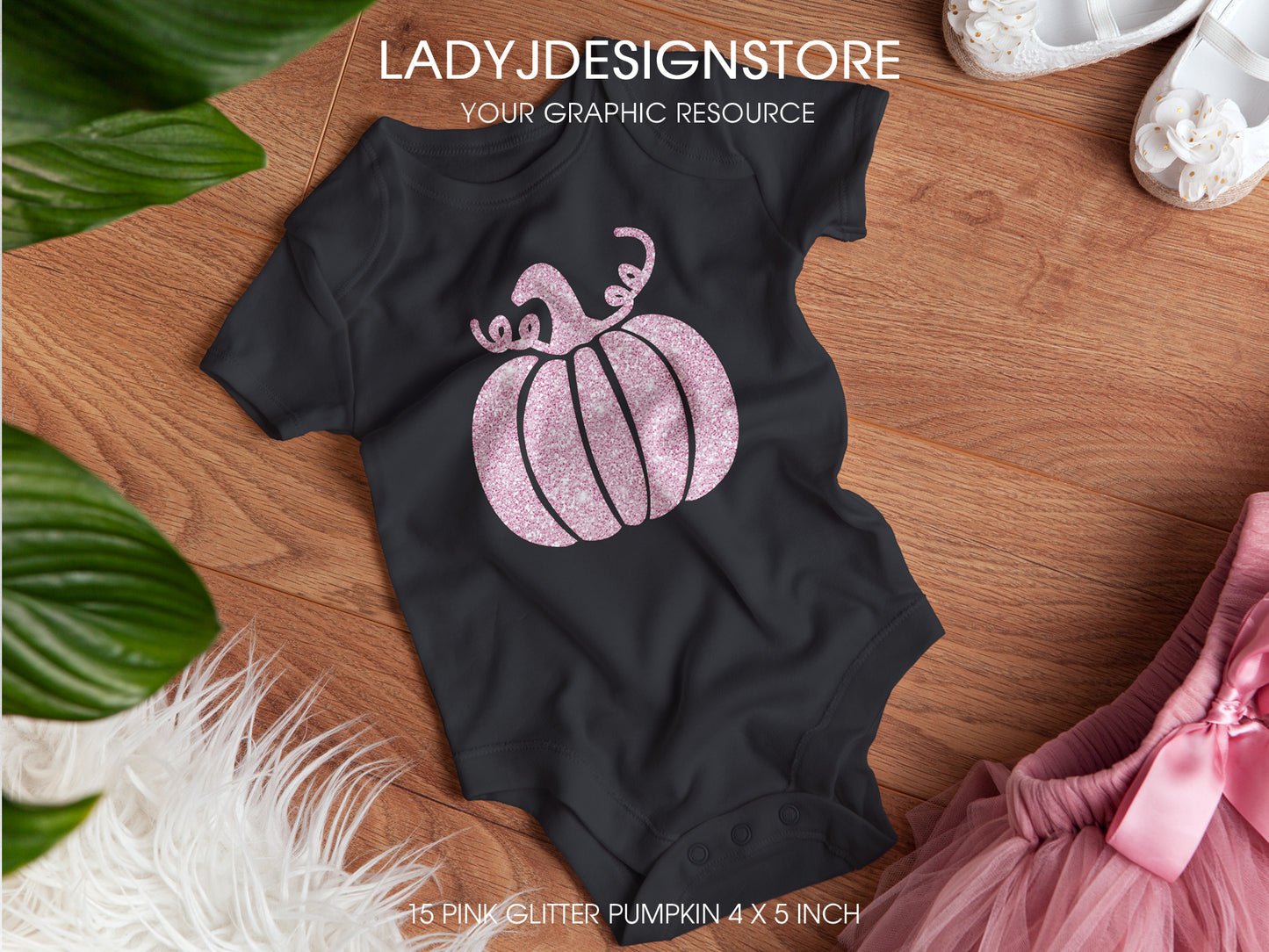 Glitter Sparkle Pink Pumpkin Clip Art