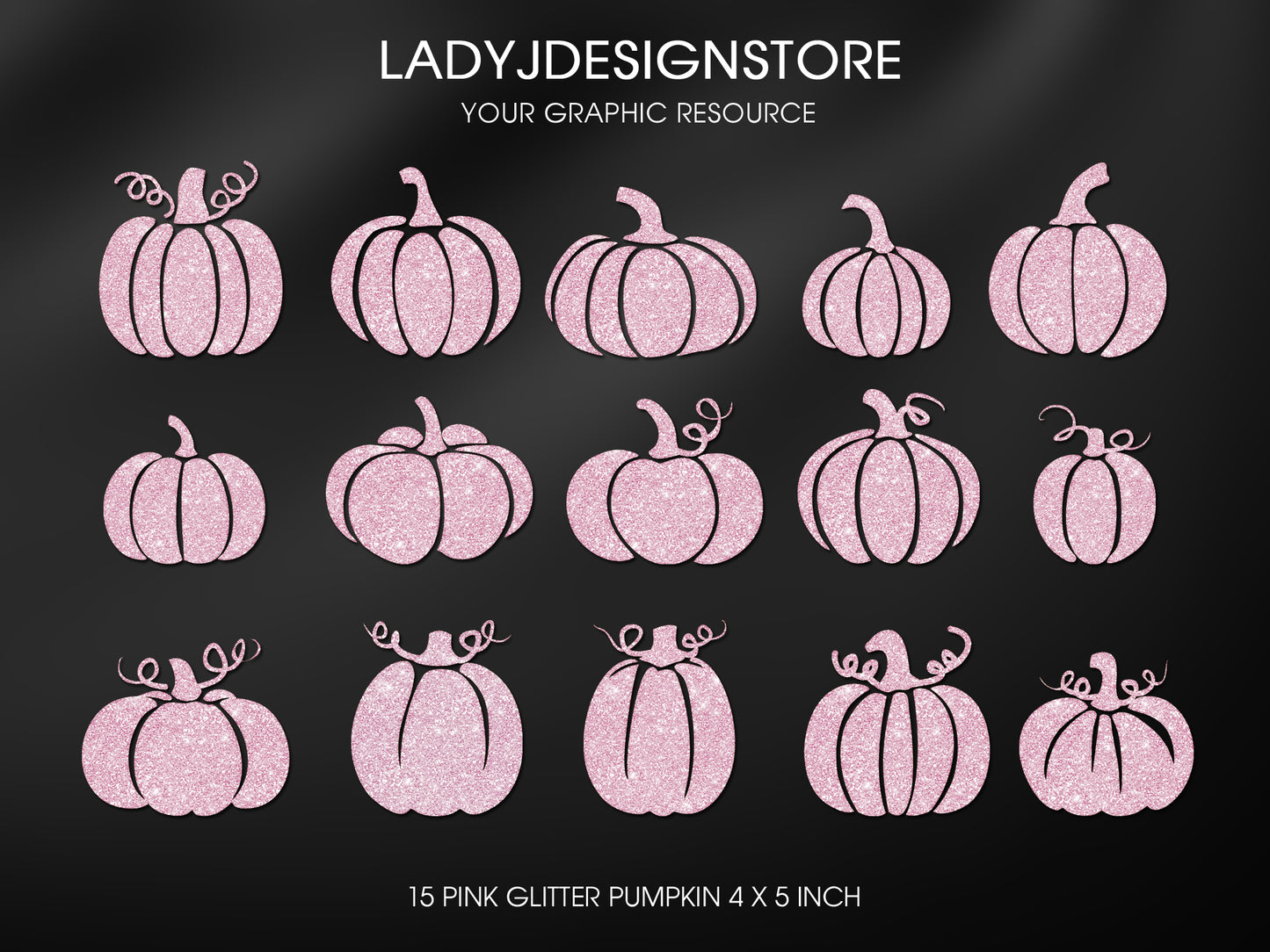 Glitter Sparkle Pink Pumpkin Clip Art