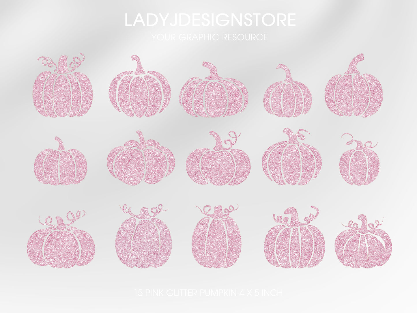 Glitter Sparkle Pink Pumpkin Clip Art